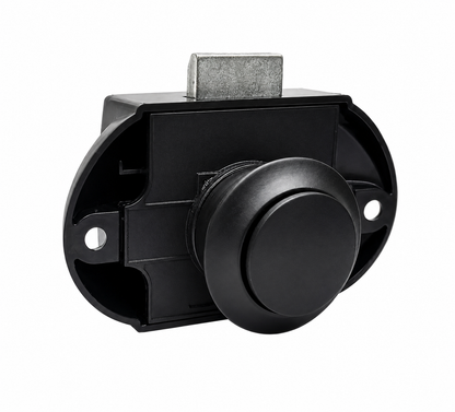 Cierre con Pulsador Negro para Puertas Camper, Caravana y Autocaravana | Push Lock para Muebles