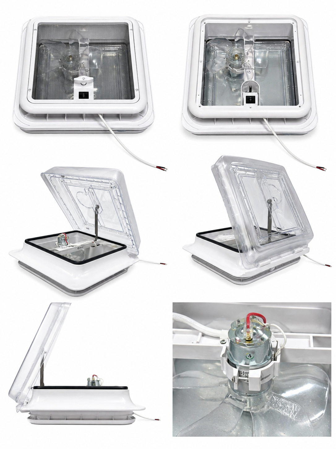 Claraboya con ventilador 28x28 cm 12V con mosquitera