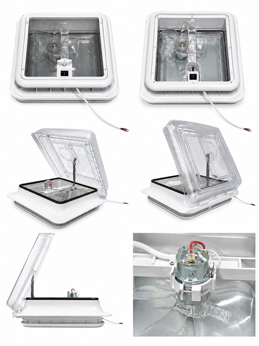 Claraboya con ventilador 28x28 cm 12V con mosquitera