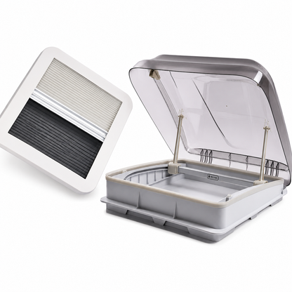 Claraboya Freucamp 40×40 transparente con oscurecedor y mosquitera 43R