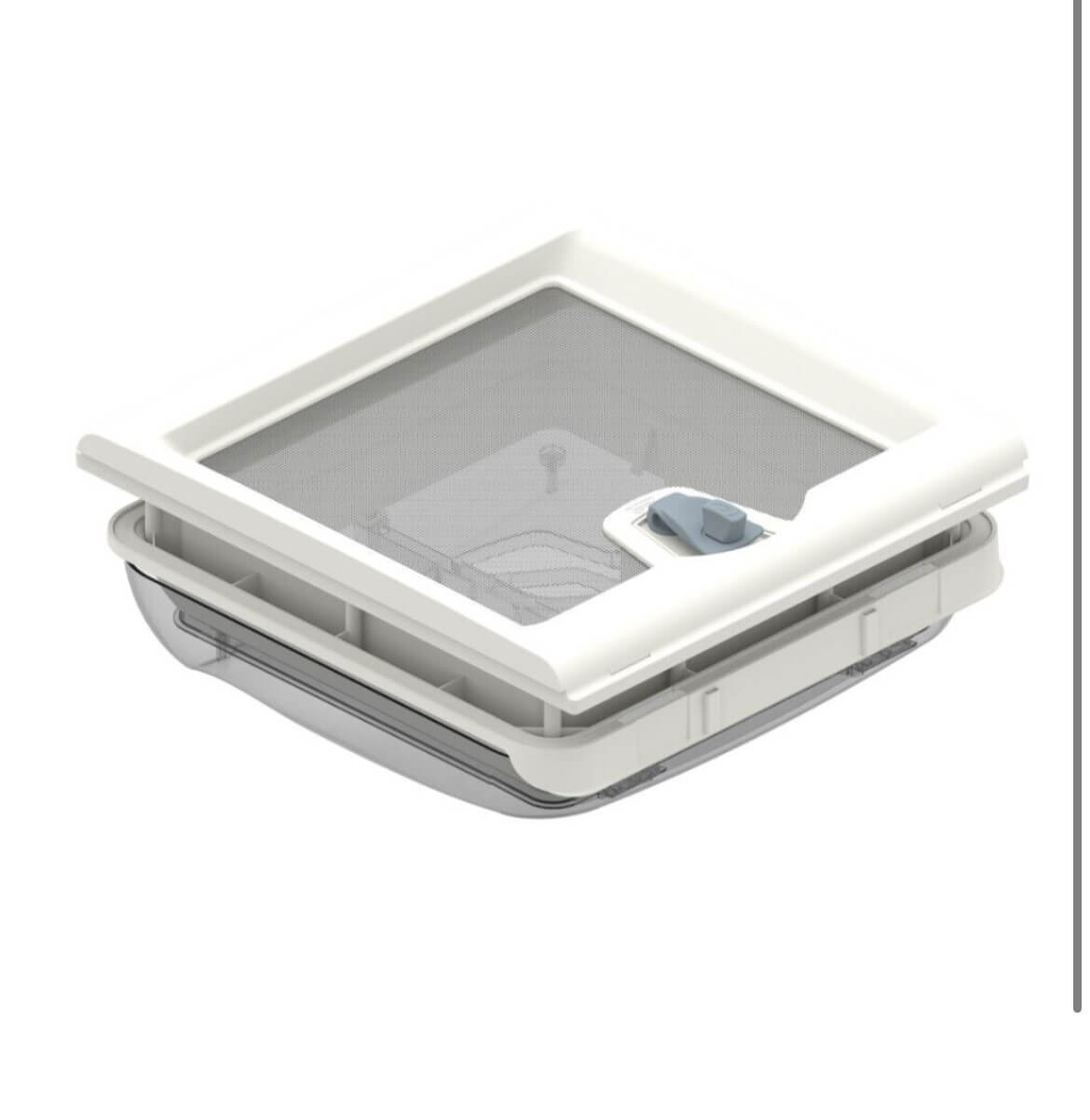 Vista interior de la claraboya Fiamma Vent 28 F con mosquitera integrada