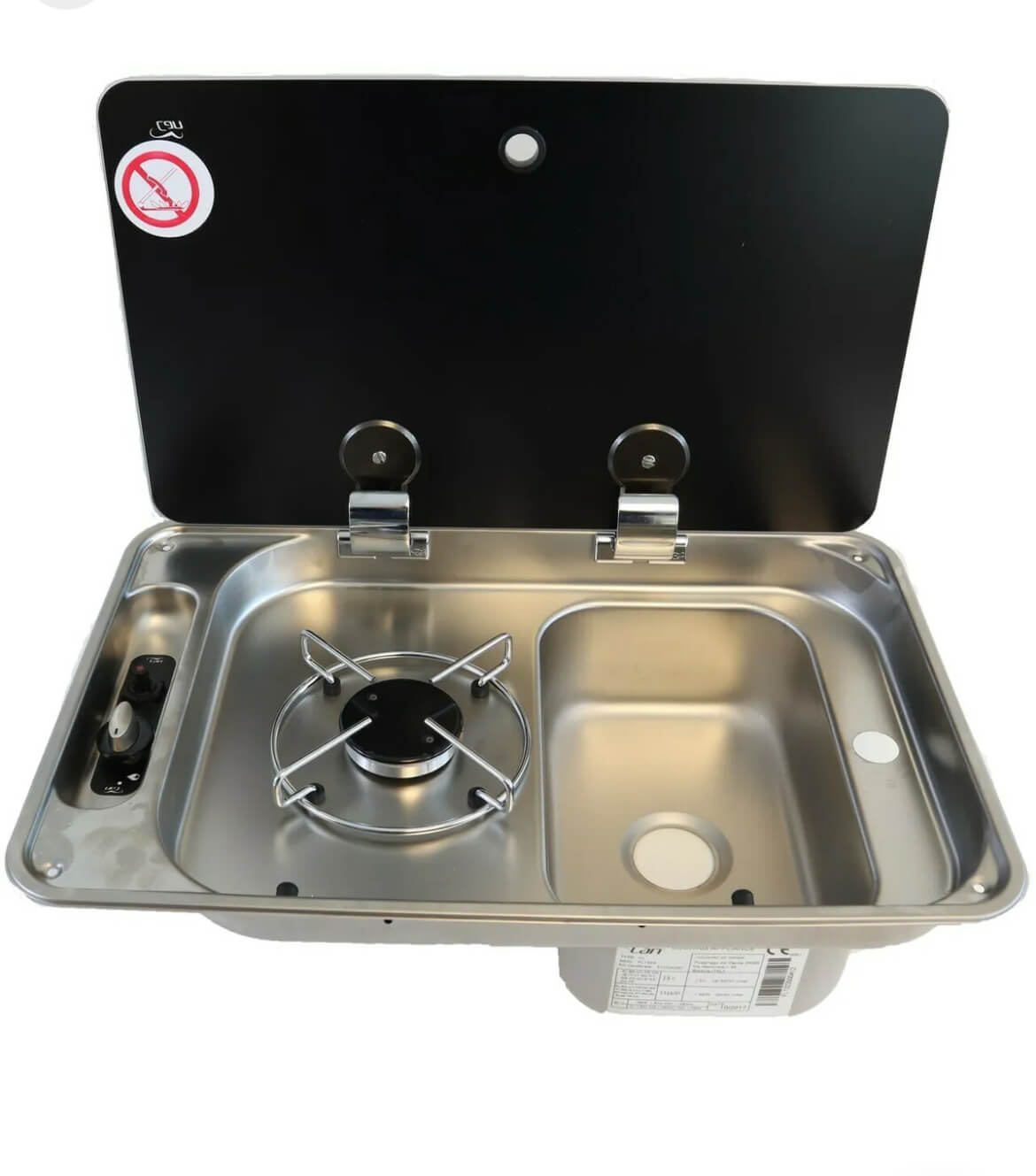 Cocina fregadero CAN 530×340 con pica derecha y tapa de cristal.