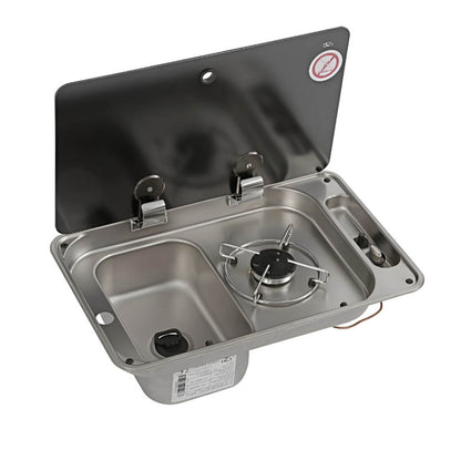 Cocina fregadero CAN 530×340 con pica izquierda y tapa de cristal.