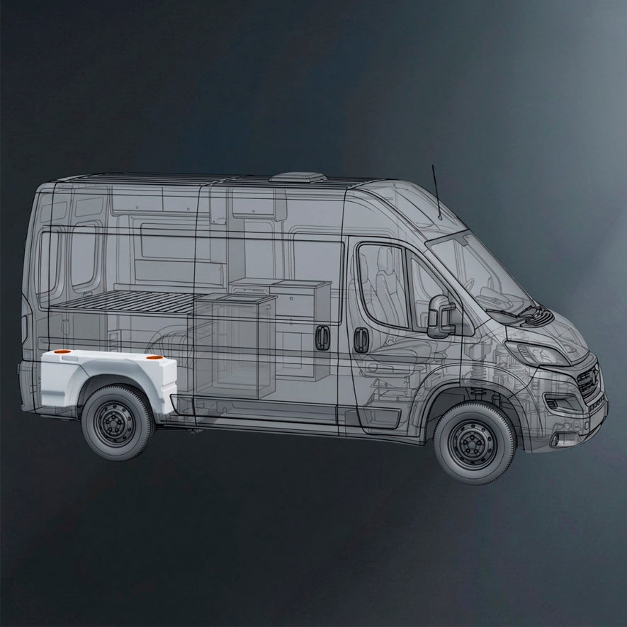 Depósito de agua 125 L para paso de rueda Ducato – 48 cm de alto