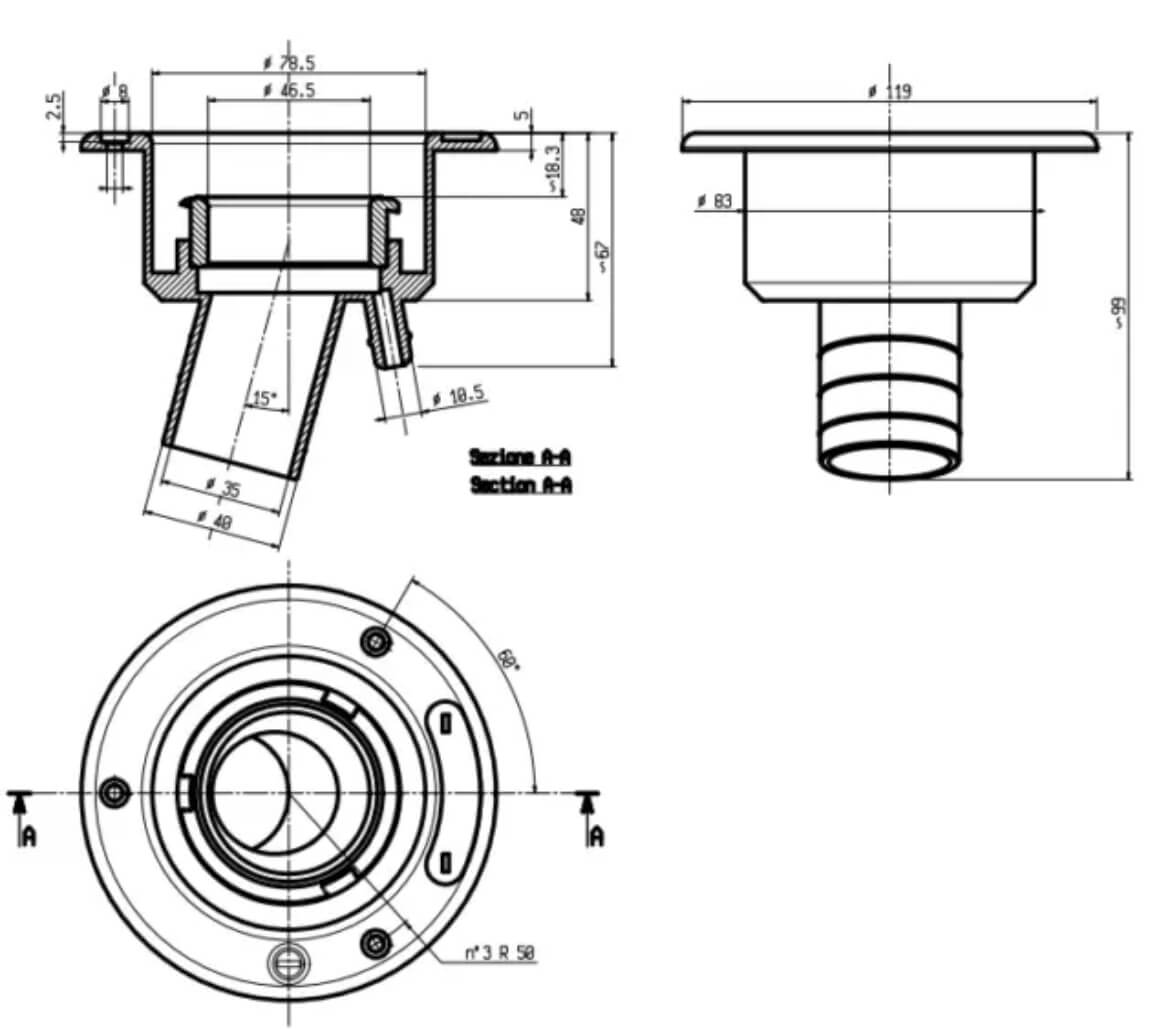 Detalle de cerradura de boca Zadi negra para agua en autocaravana