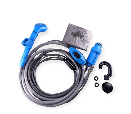 Ducha portátil 12V ViaMondo con bomba, manguera y funda