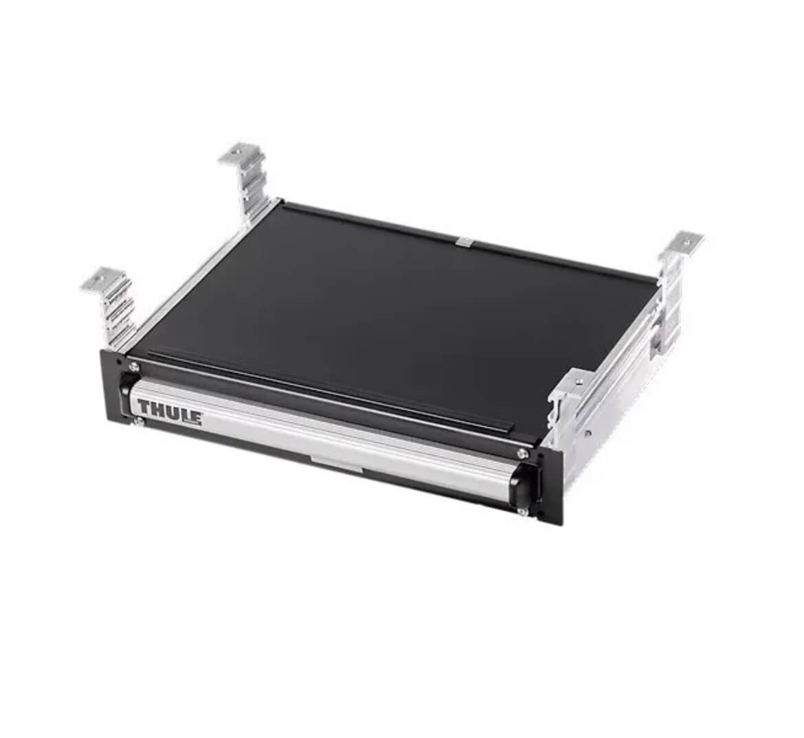 Detalle del mecanismo de apertura manual del escalón Thule 400