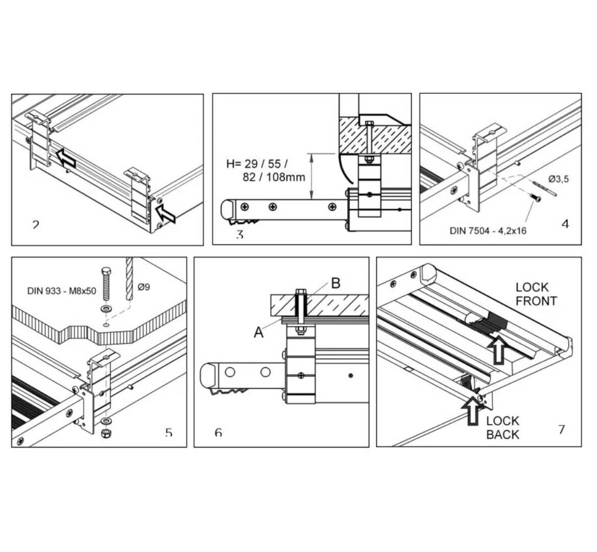 Estructura de aluminio ligera y resistente del escalón Thule Slide Out Step 400