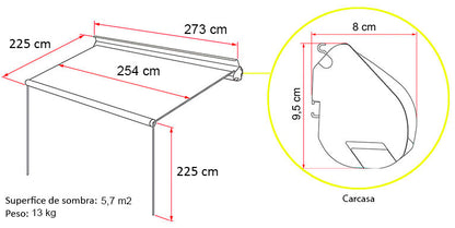 Toldo camper Fiamma F35 Pro 270 montaje pared o riel