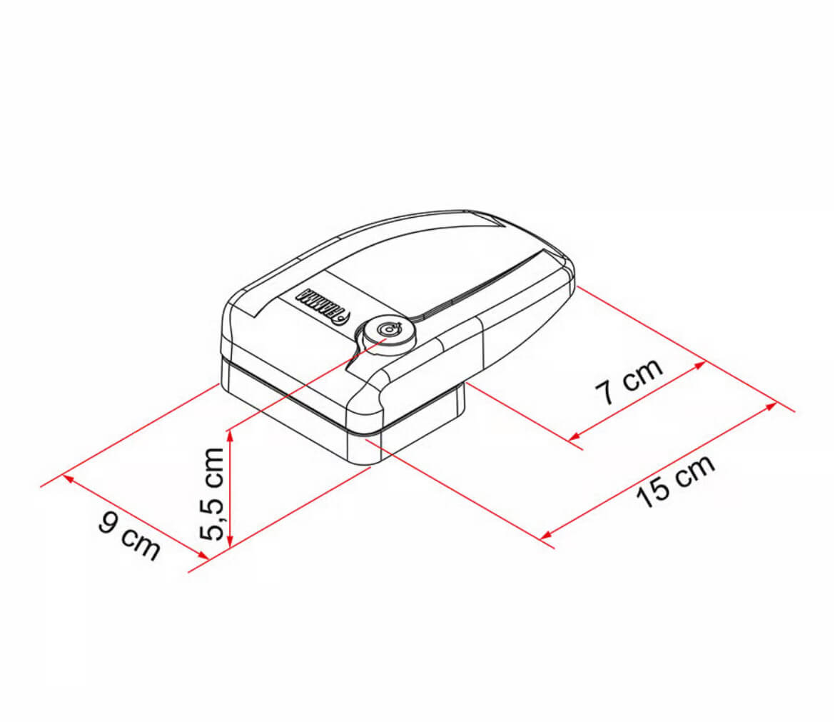 Detalle del cuerpo de aluminio del cierre Fiamma Safe Door blanco