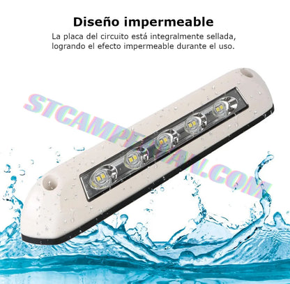 Foco 5 LED blanco usado en interior de garaje de camper
