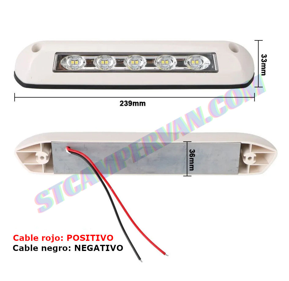 Foco 5 LED exterior caravana negro 12V/24V impermeable