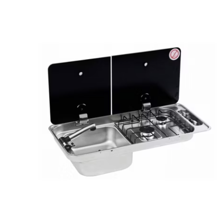 fregadero cocina camper con fuego