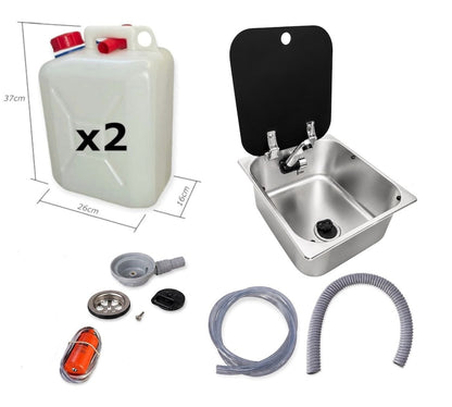 Kit fregadero camper 32x35 con tapa y grifo 12V | Completo