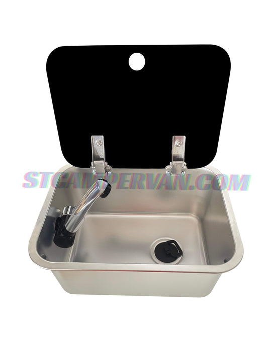 Fregadero 27x36 con tapa abatible cerrada para camper
