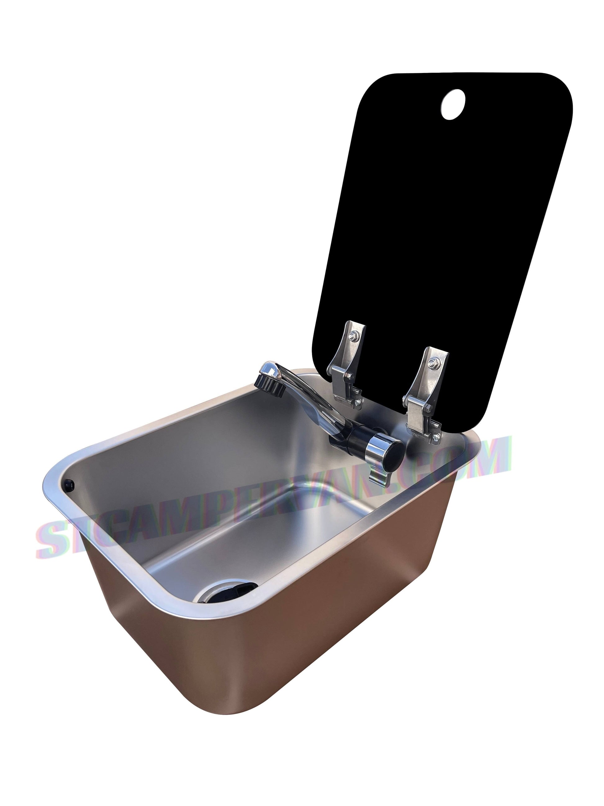 Vista superior del fregadero 27×36 con la tapa cerrada.