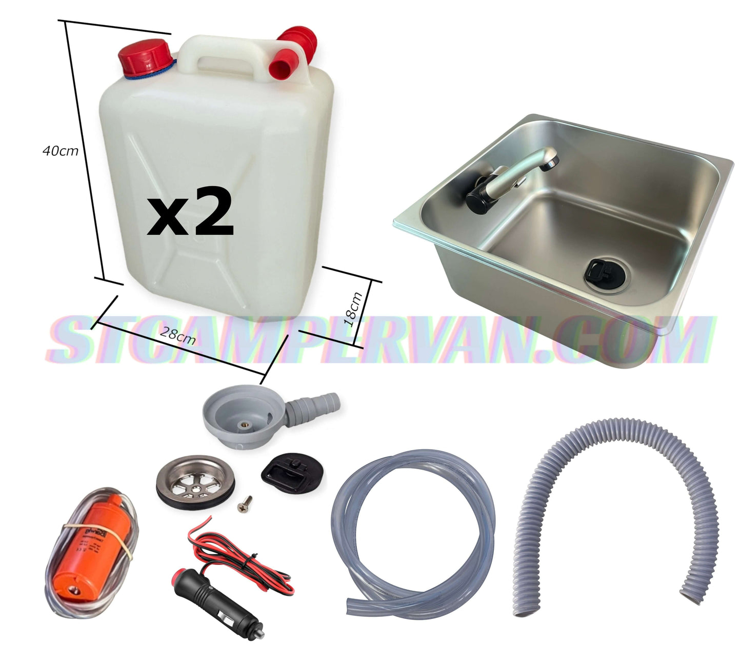 Detalle del fregadero 32x35 de acero inoxidable para campers