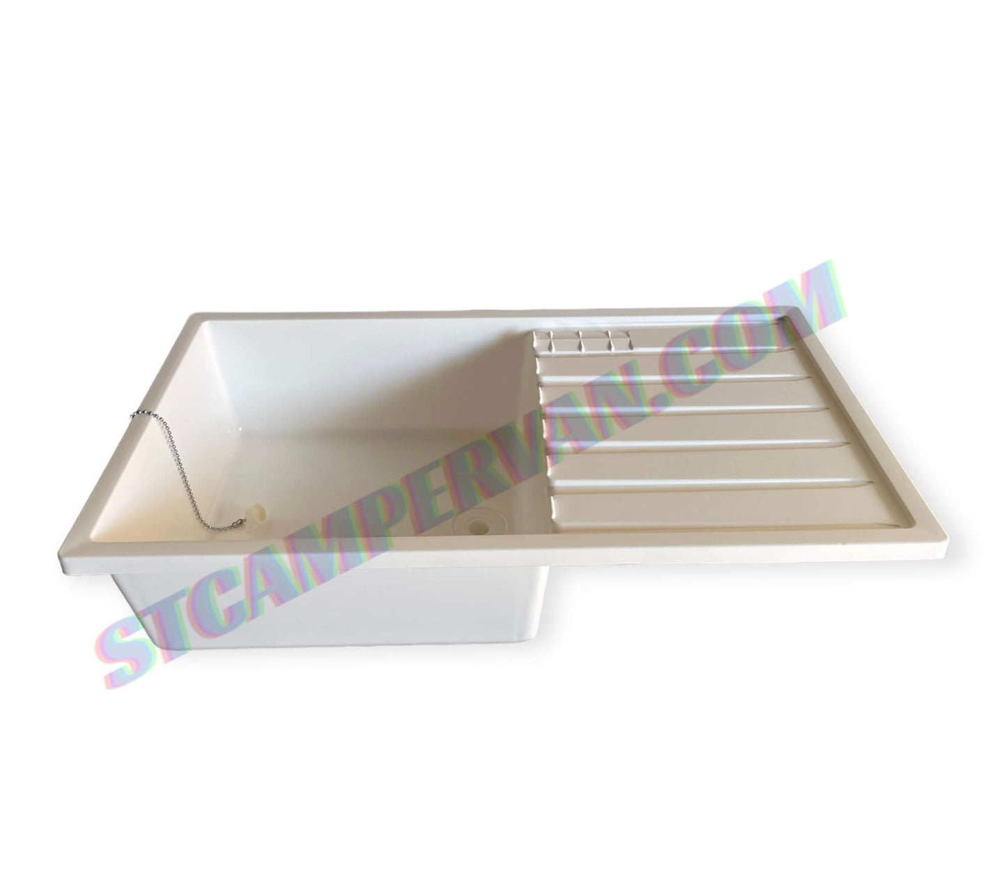 Fregadero blanco 600x340 mm con escurreplatos integrado