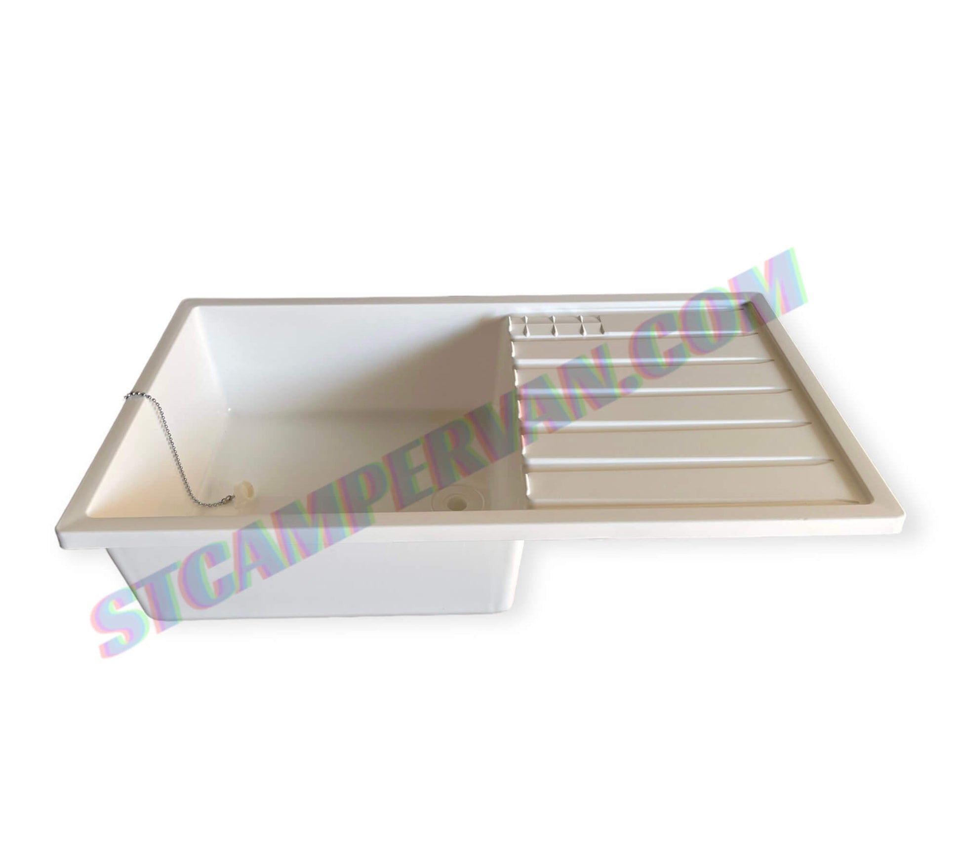 Fregadero blanco 600x340 mm con escurreplatos integrado
