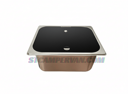 Detalle de sumidero acodado 90° para desagüe en camper