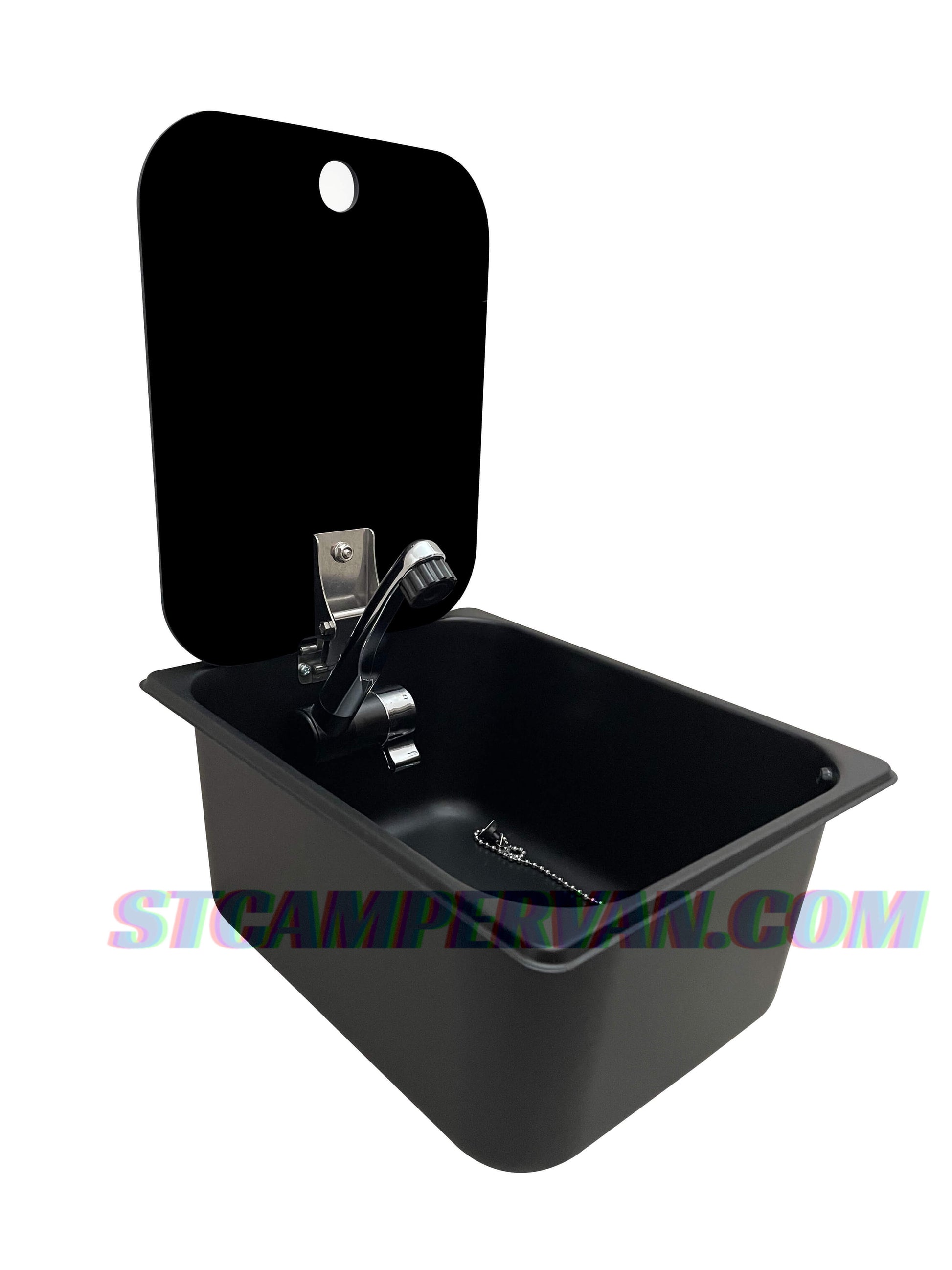 Fregadero negro camper con tapa