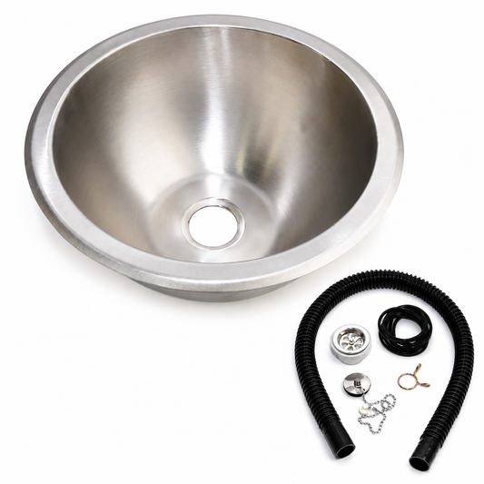 Fregadero redondo 26.5cm con desagüe acodado camper