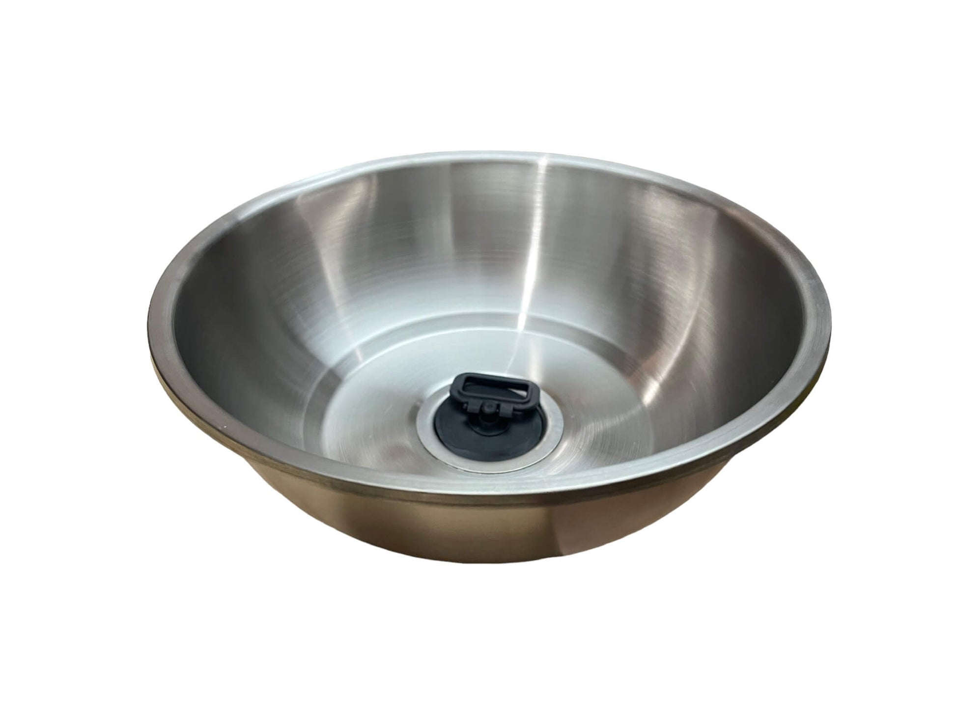 Fregadero redondo 26 cm con desagüe acodado para camper.