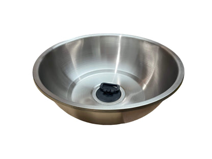 Fregadero redondo 26 cm con desagüe acodado para camper.