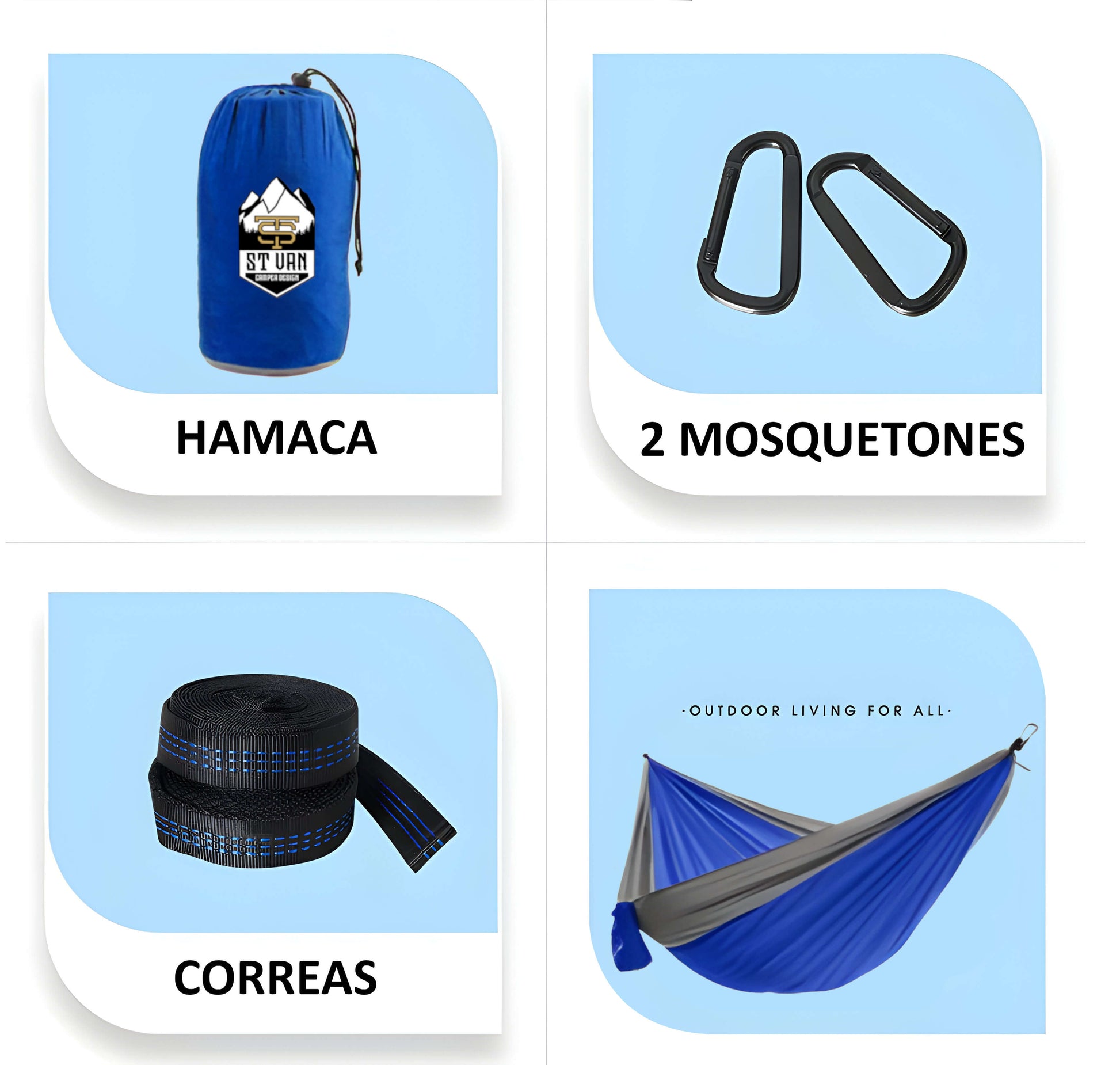 Hamaca 210T en camping playa y furgoneta camper etructura