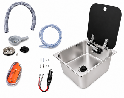 Kit fregadero camper 32x35 con tapa y grifo 12V | Completo