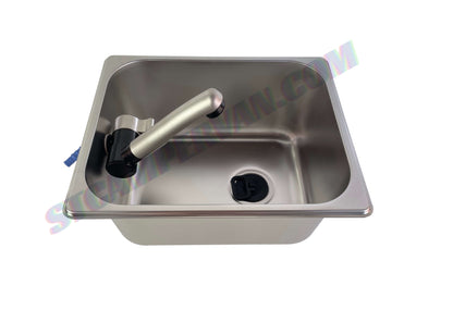 Instalación del fregadero 26x32 con sumidero y grifo plegable