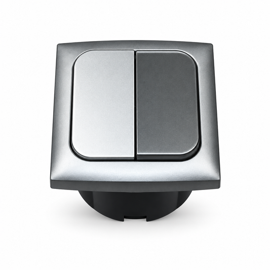 Interruptor doble HABA C-Line Opal con marco y caja para camper – Plateado