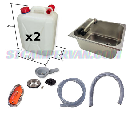 kit fregadero camper, fregadero 26x32, grifo Comet London, grifo 12v microinterruptor