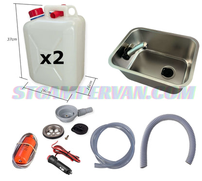 kit fregadero 27x36 con bomba y garrafas opcionales para camper