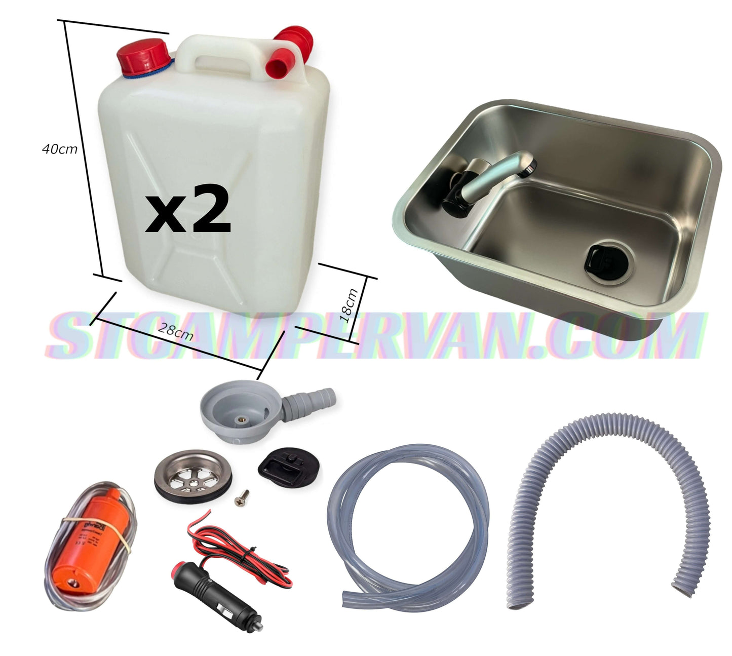 Grifo Comet London 12V montado en fregadero camper 27x36