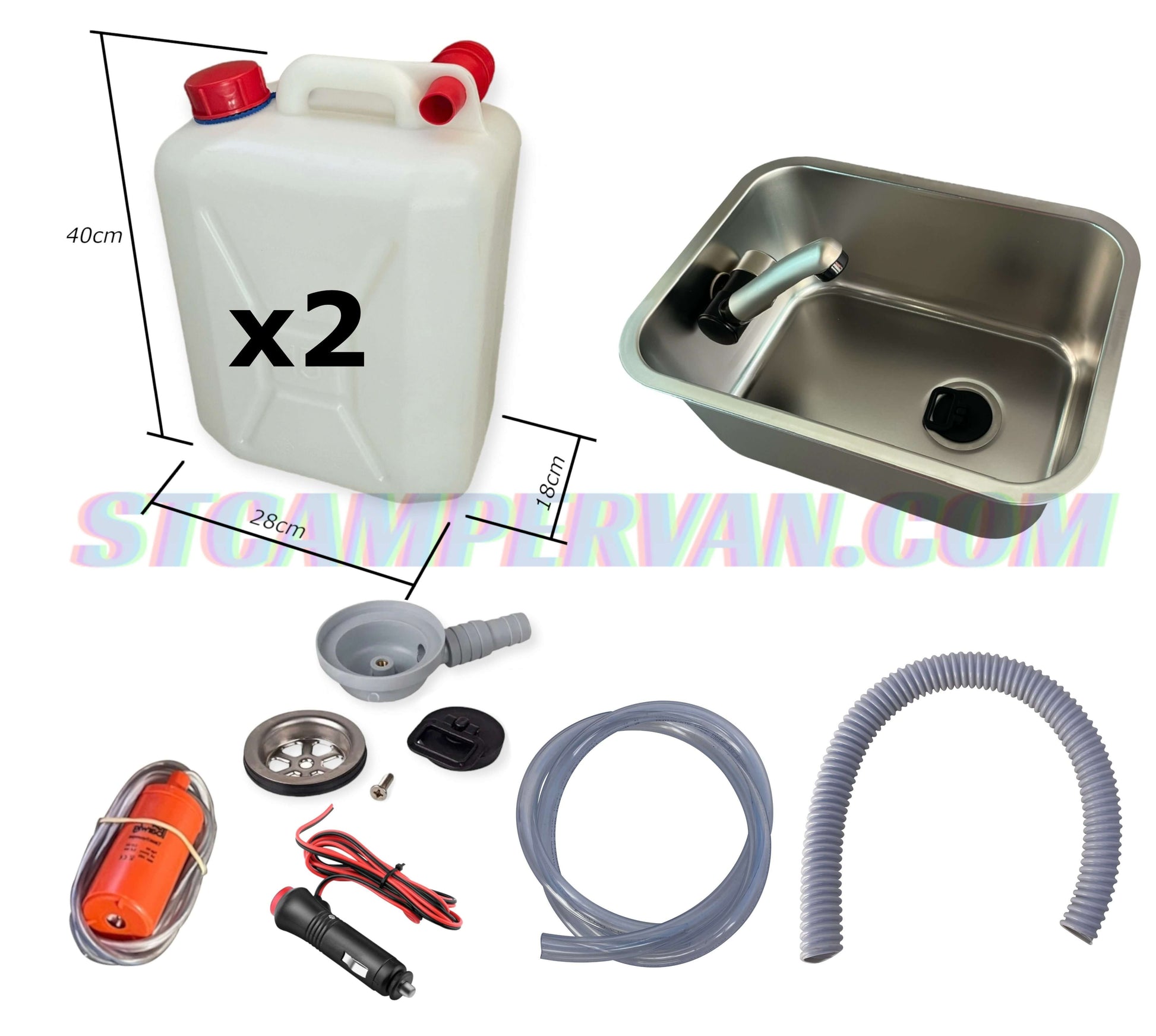 Grifo Comet London 12V montado en fregadero camper 27x36