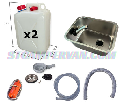 Kit fregadero 27x36 instalado en módulo de cocina camper