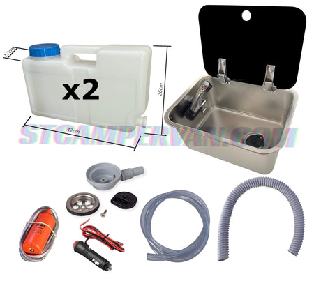 Kit fregadero camper 27x36 con tapa y grifo 12V