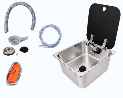 Kit fregadero camper 32x35 con tapa y grifo 12V | Completo