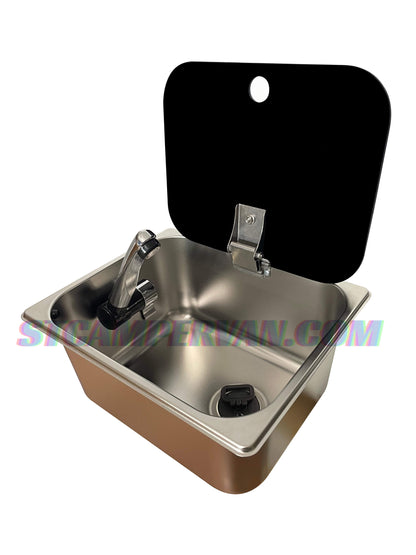 Kit fregadero completo 26x32 para camper con tapa, bomba 