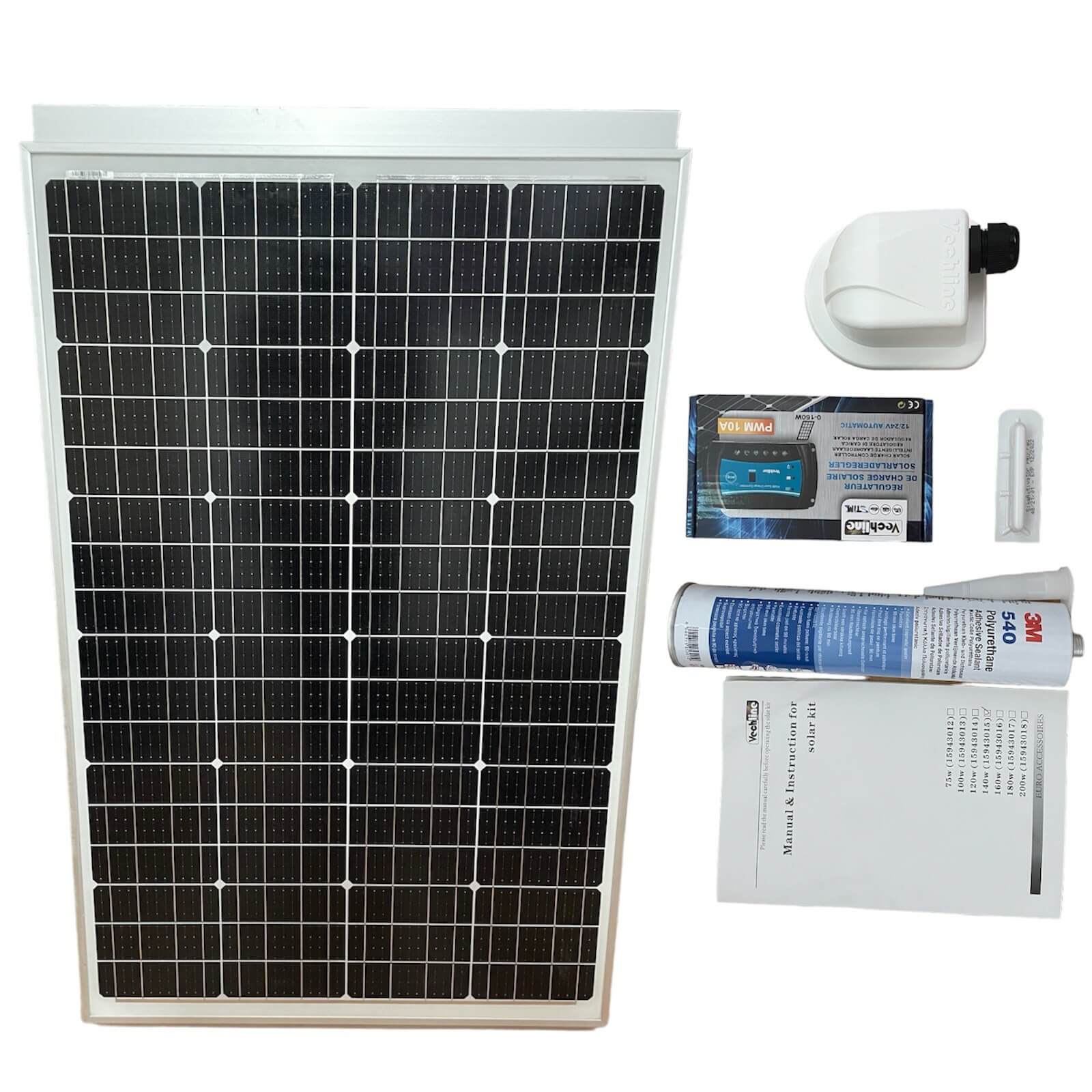 Kit placa solar 140 W Vechline con regulador PWM para camper.