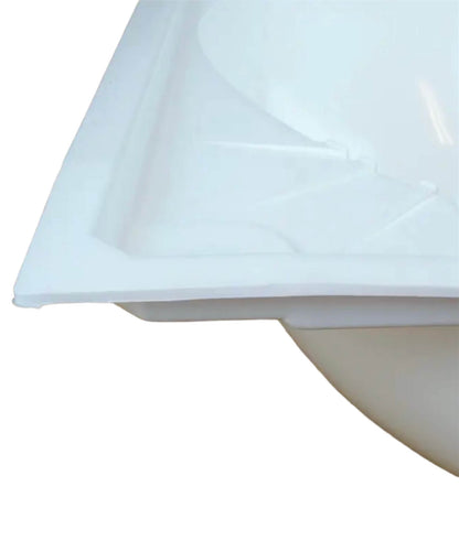 Detalle del orificio de desagüe 31 mm en lavabo esquinero 33×33.