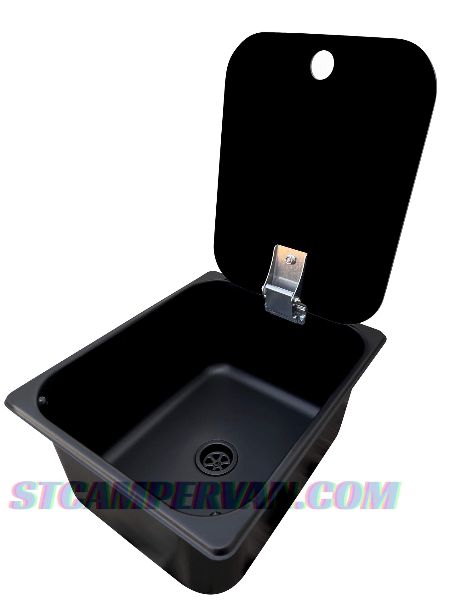 lavabo negro pequeño camper