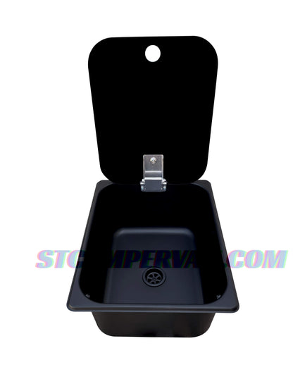 mini fregadero con tapa negro para furgoneta camper