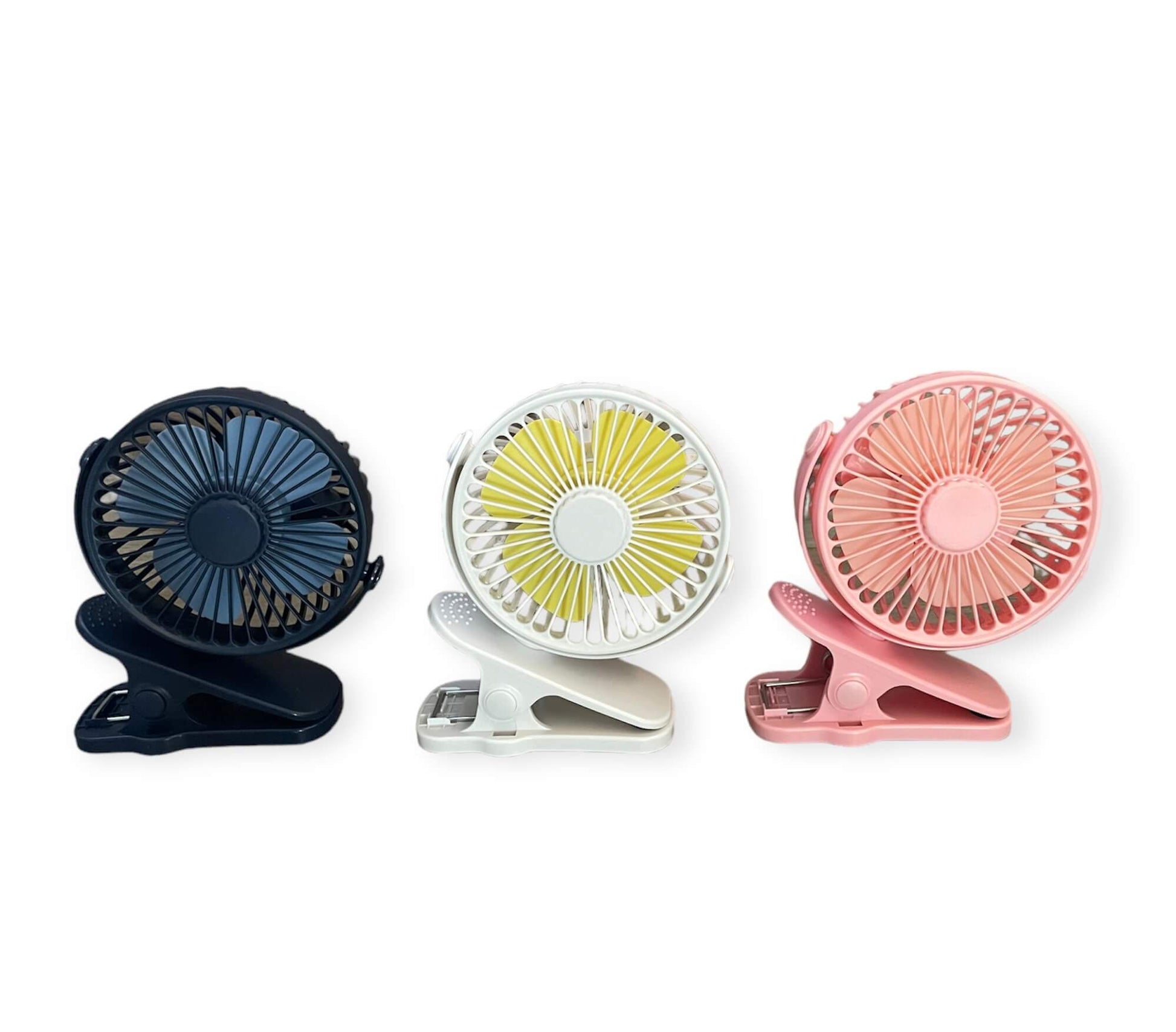 Mini ventilador portátil con clip vista frontal