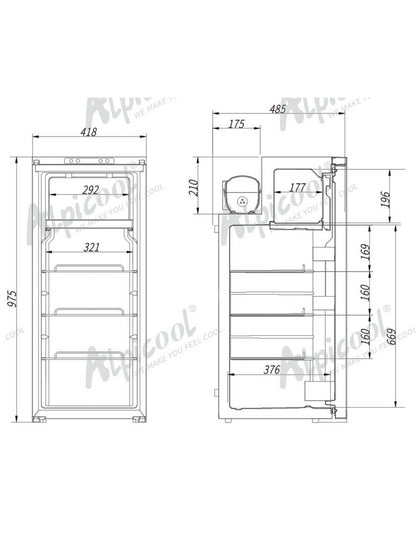 Detalle interior de la nevera congelador Alpicool CoolZone CR90X 90L para camper 
