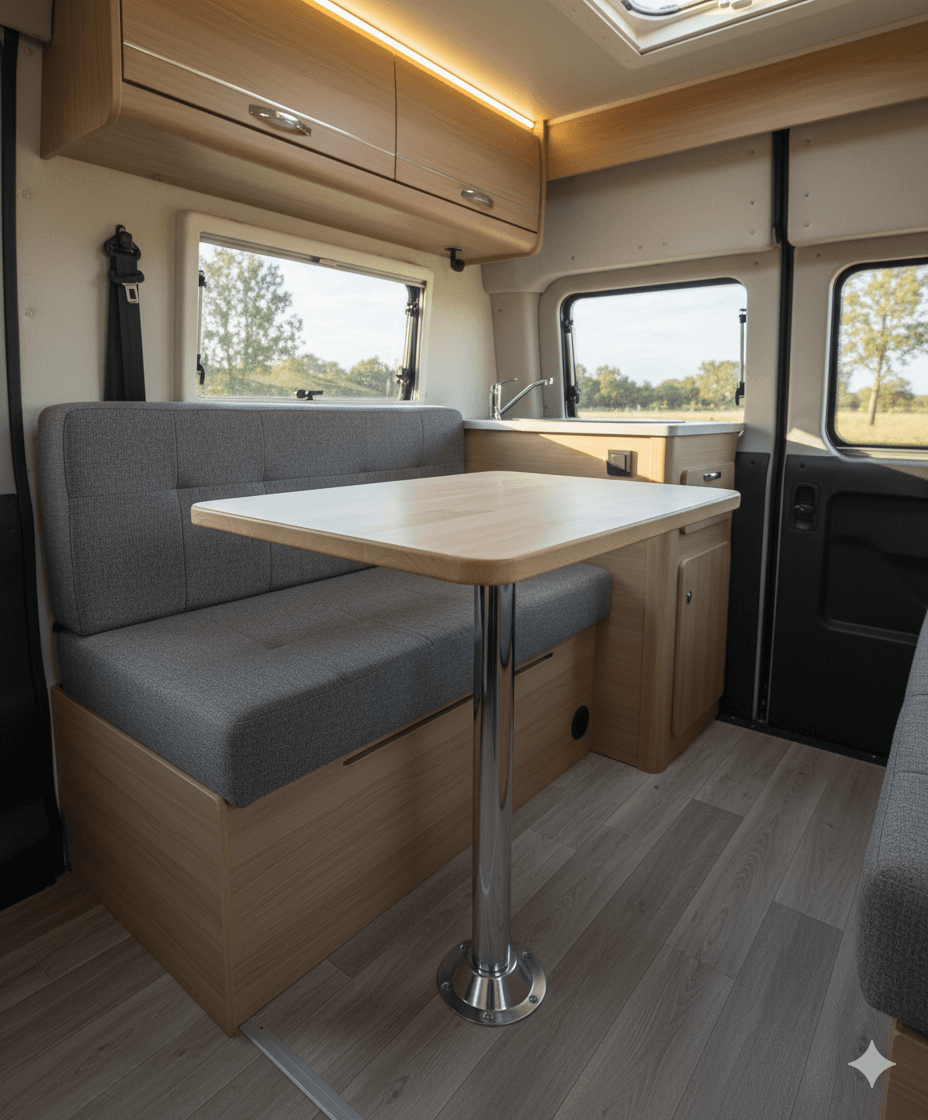 Mesa desmontada dejando el paso libre