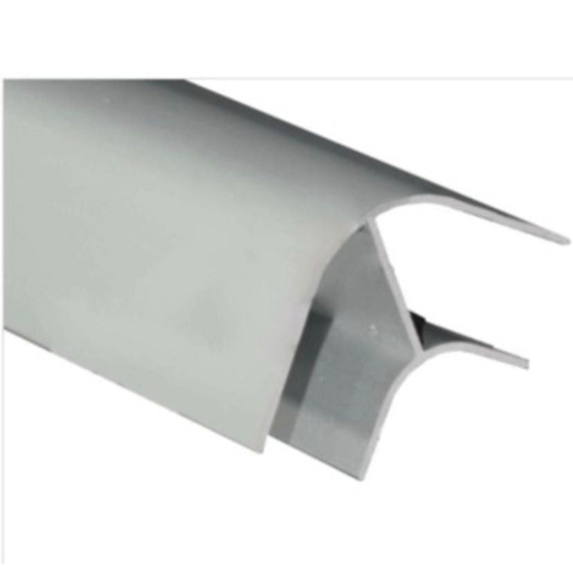 Perfil aluminio gris 1 m abierto ambos lados para tableros 15 mm.