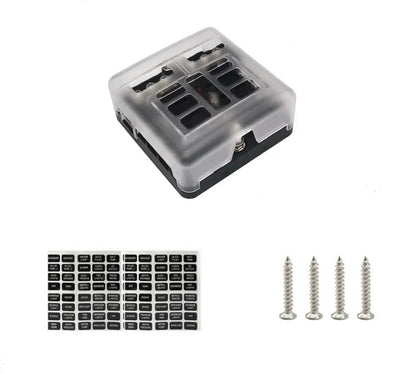 Portafusibles de 6 vías 12/24 V con tapa y leds de fallo.