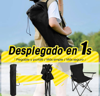 Detalle de la tela y tubos de aluminio de la silla.